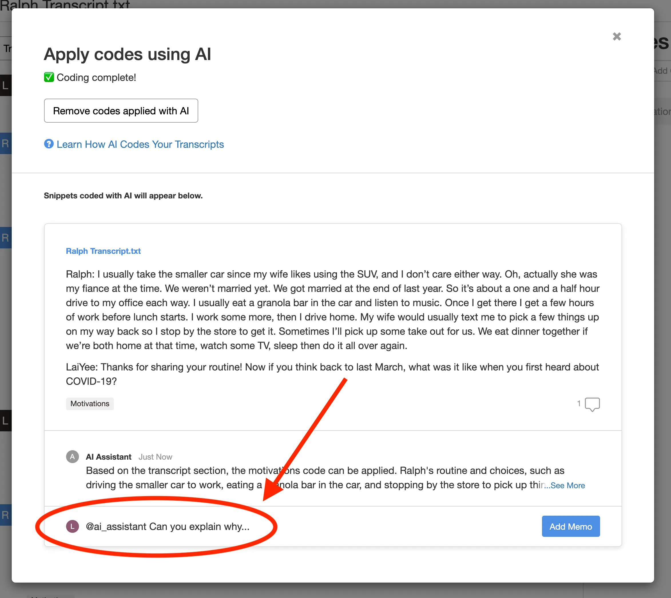 Delve AI follow-up question feature