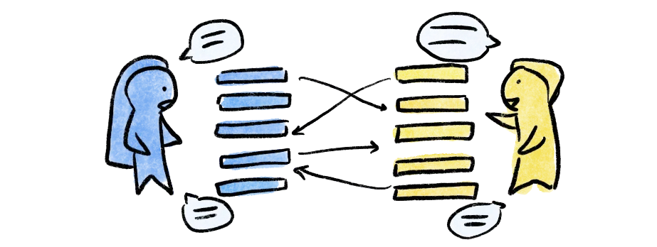 Illustration of researchers collaborating on qualitative coding
