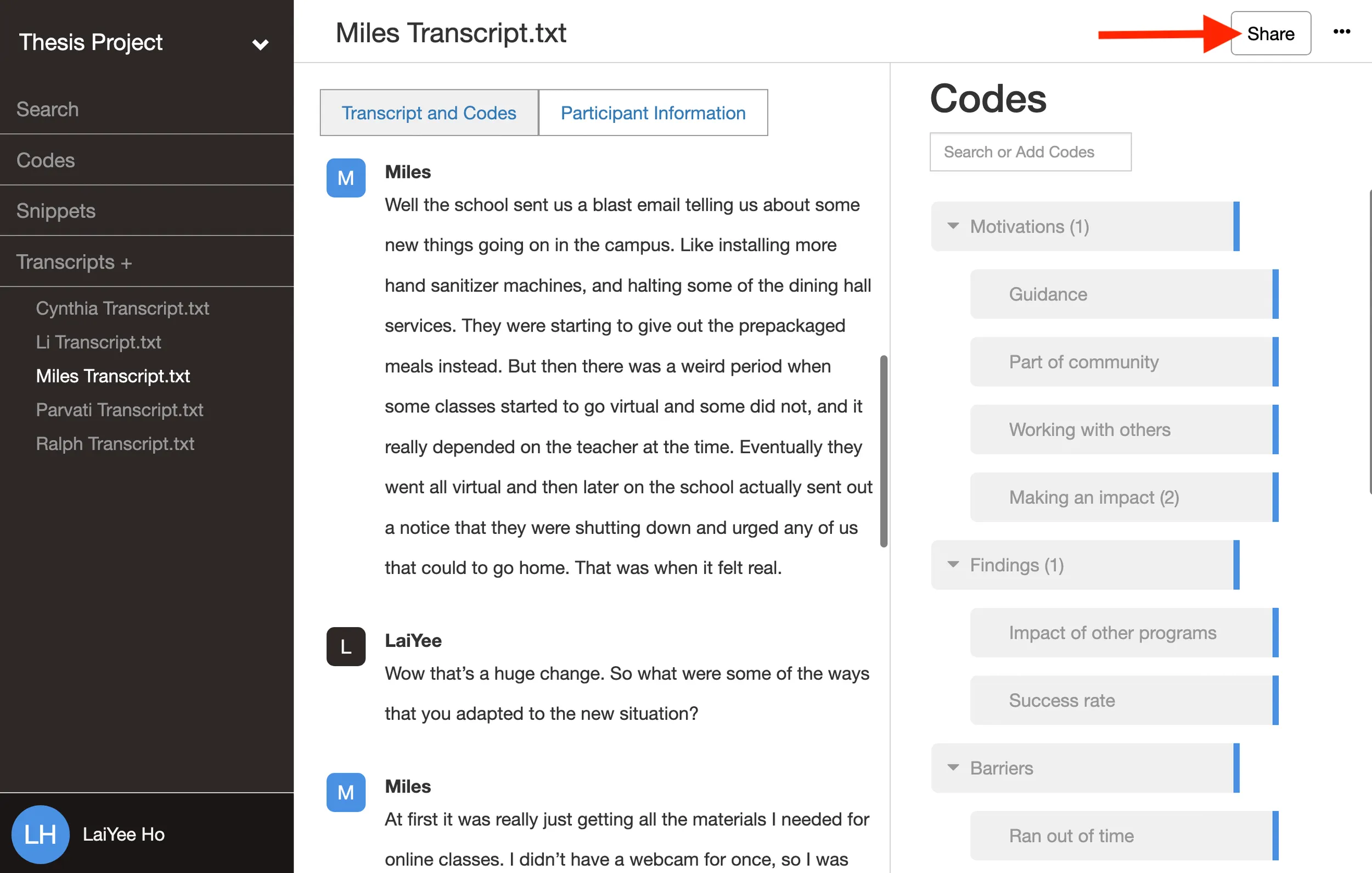 Share project feature in Delve