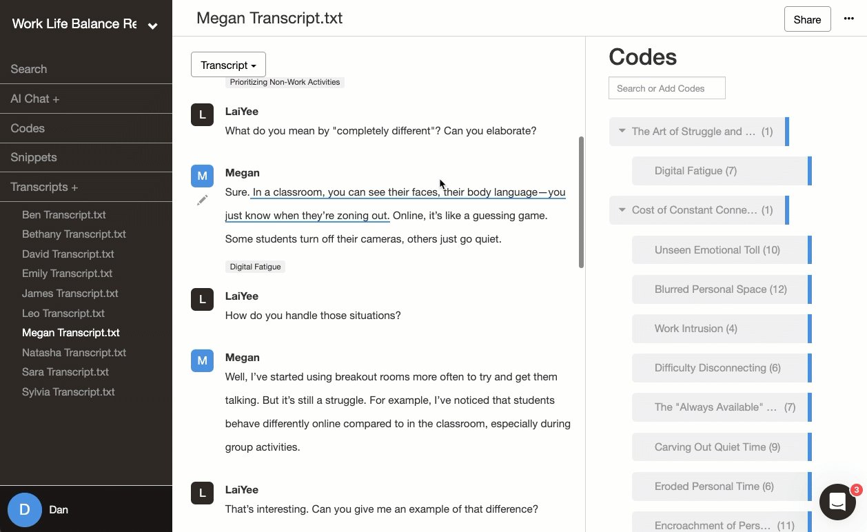 Adding a memo to a code in Delve