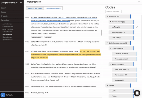 Adding a code description in Delve's qualitative content analysis tool