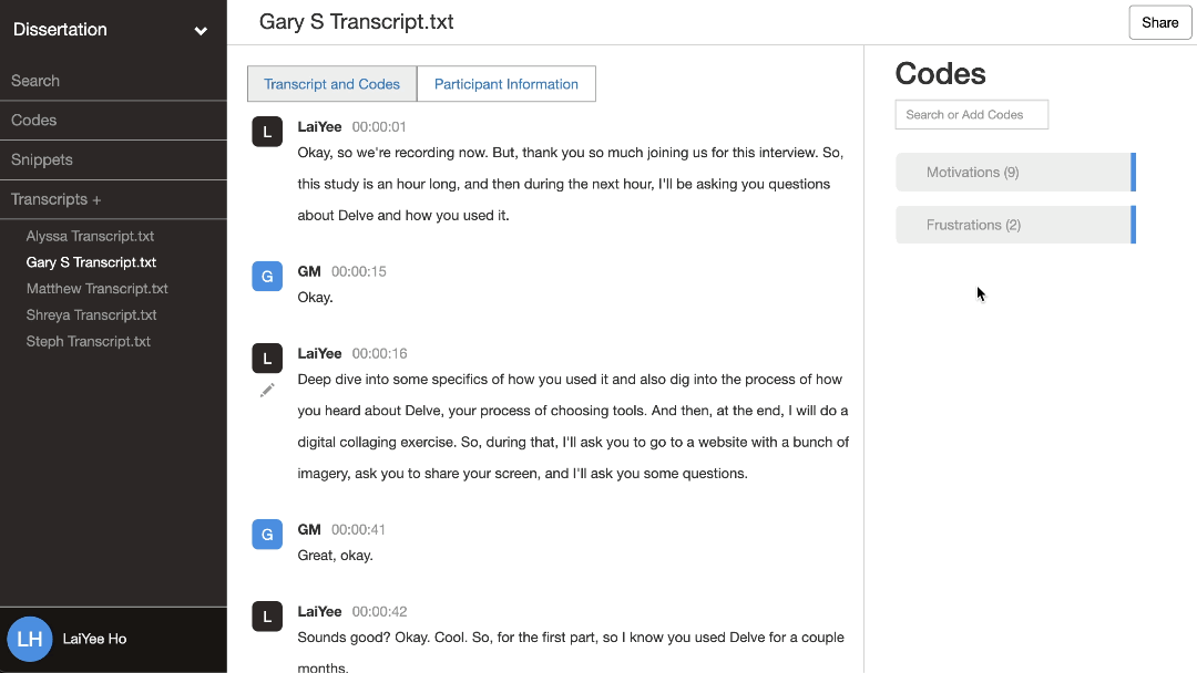 Adding a memo snippet on a code page in Delve
